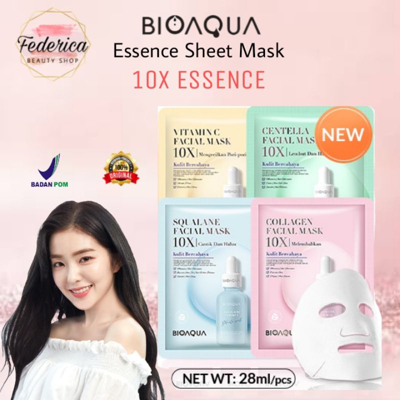 BIOAQUA 10X THE ESSENCE FACIAL SHEET MASK (Squalane / Collagen / VIT C / Centella)