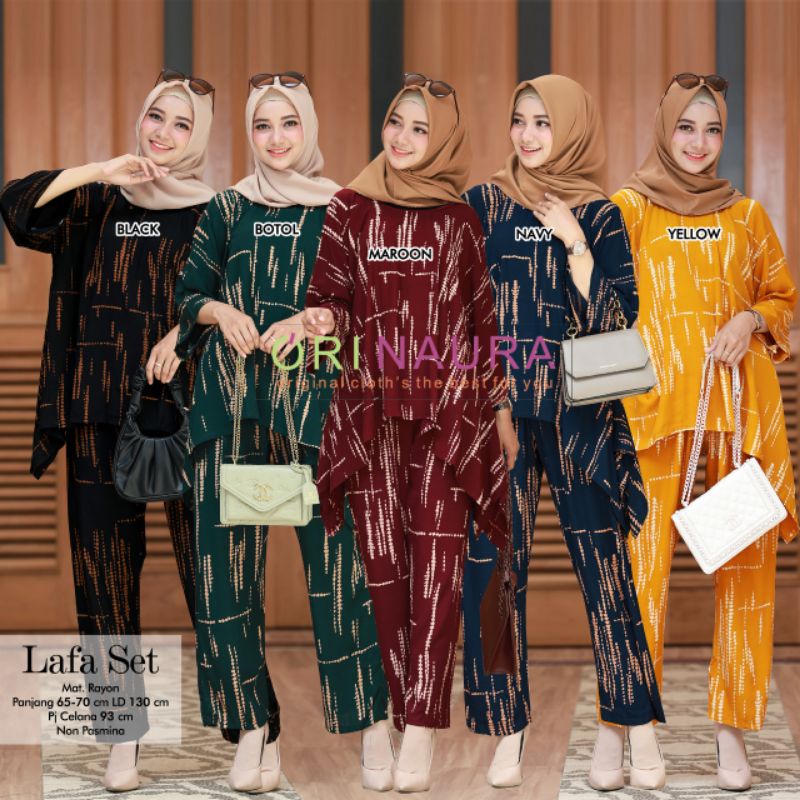 LAFA SET ORI #1 by NAURA SETELAN WANITA JUMBO BAHAN RAYON ADEM
