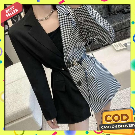 Jas Wanita Korea - Jas Wanita Blazer - Blazer Hitam Wanita - Jas Hitam [R.A] Square Blazer Outerwea