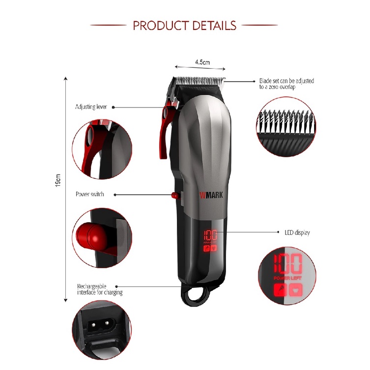 WMARK NG-115 - Professional Electric Hair Clipper Trimmer