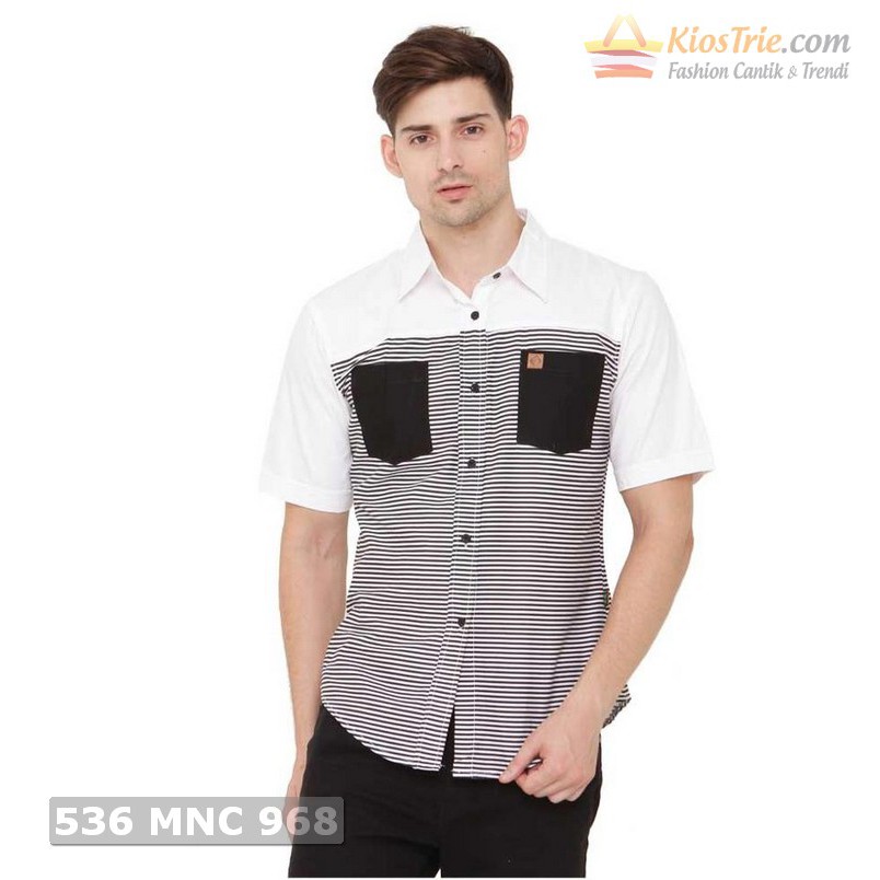 Kemeja Couple Pria | Bahan COTTON | Warna PUTIH KOM | Uk. M - XL | 869 CNM