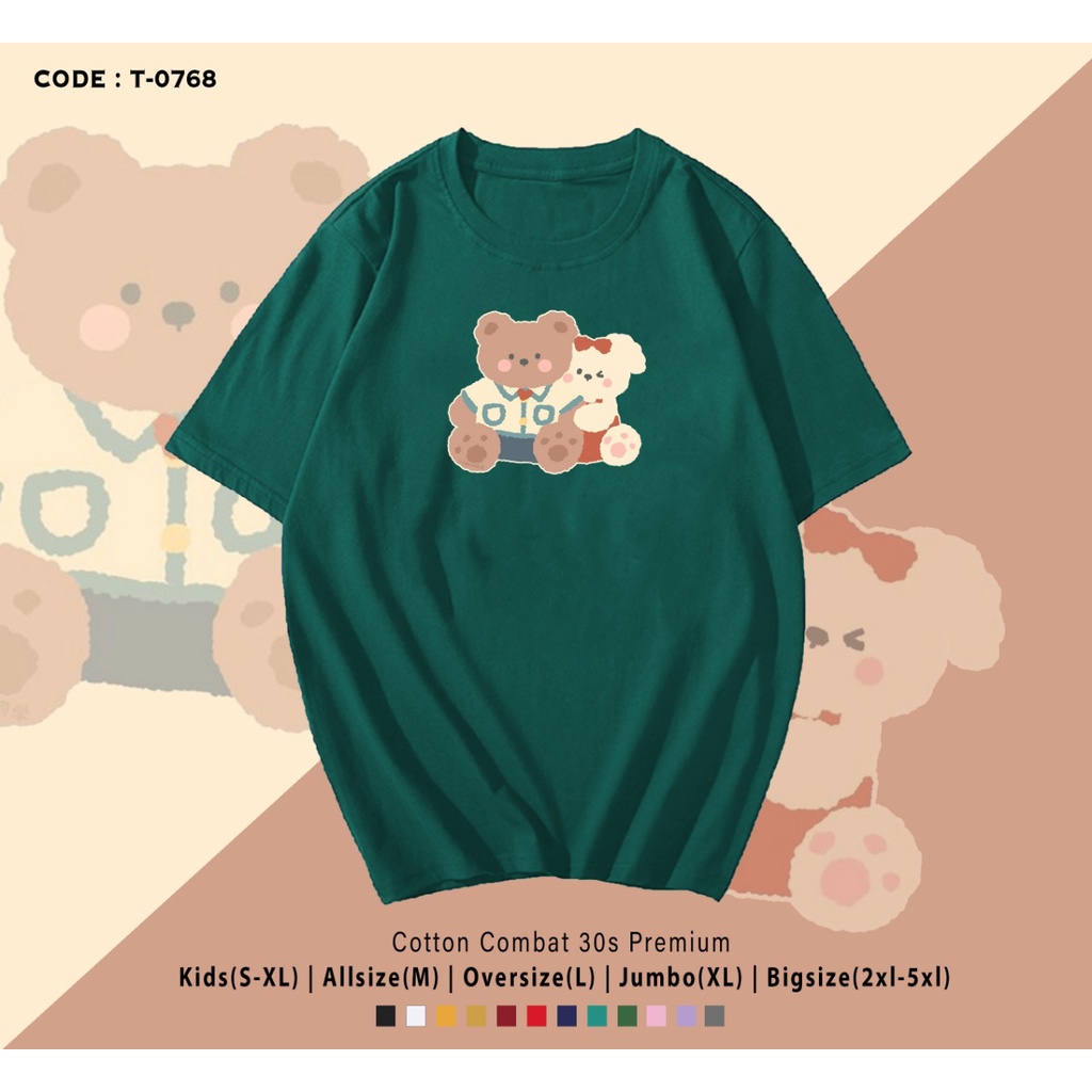 T-SHIRT UNISEX/ GAMBAR BEAR TWINS / IMPORT / KADO UNIK / BAHAN ADEM ADEM / KAOS SANTAI TERMURAH / CUSTOM TEE