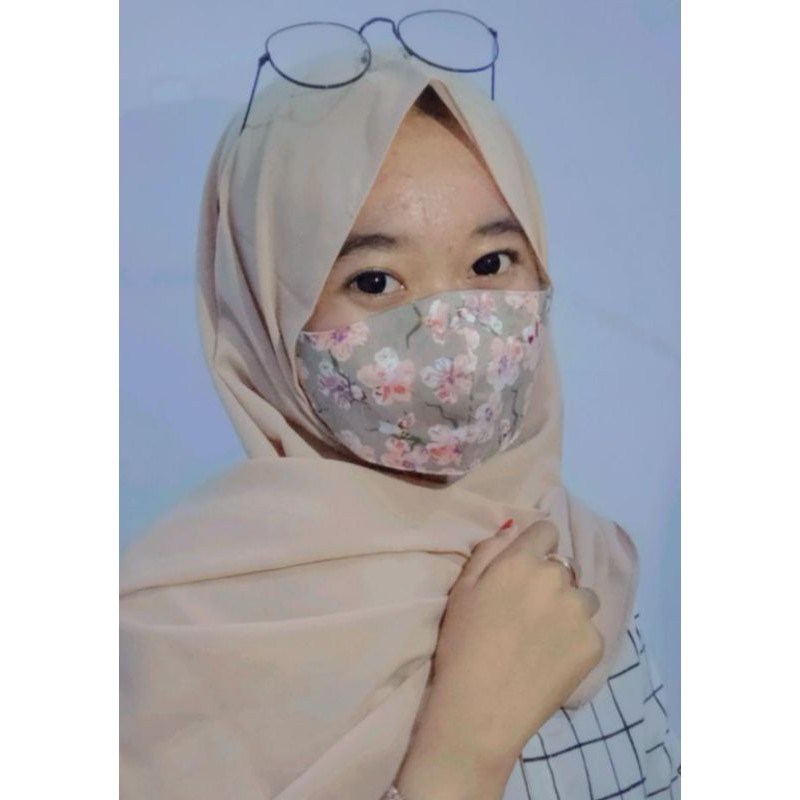 masker 3 ply dewasa motif BUNGA bahan katun standart SNI