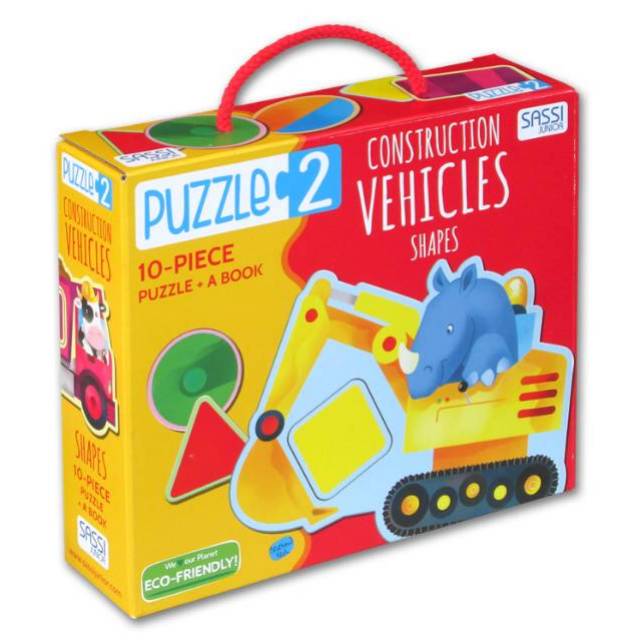 Sassi Puzzle 2: Construction Vehicles Shapes +Book