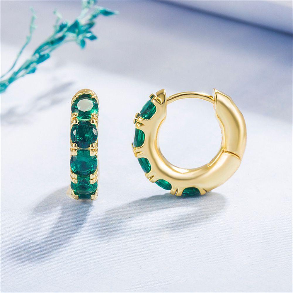 Preva Emerald Green Hoop Earrings Hadiah Perhiasan Tubuh Elegan Emerald Green Huggie Hoop Earrings