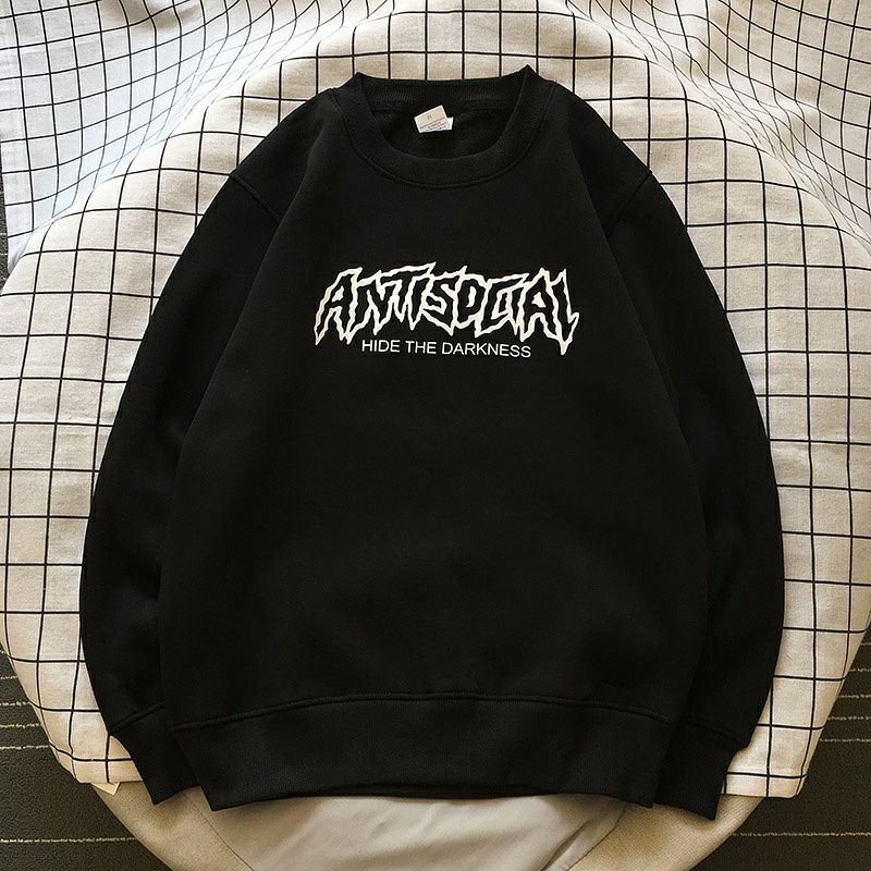 Sweater ANTISOCIAL Bigsize (S - 6XL) Crewneck Hip hop Sweatshirt Jumbo Hide The Darkness Anti Social Bigsize Oversize Korean Harajuku Style Street Wear Unisex