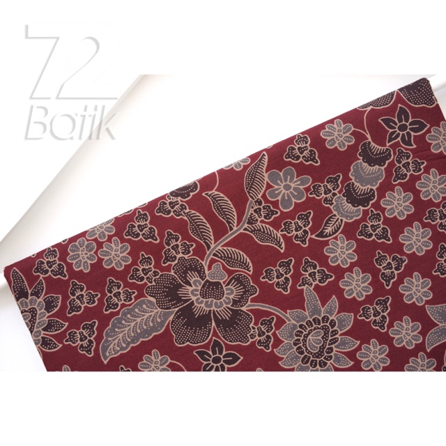 BAHAN BATIK PREMIUM Katun Motif Kembang Warna Merah Maroon Marun Maron 729005 Cap 72 Jarik Jarit Samping Kebat Panjang Batik Katun Modern Premium Bahan Seragam Batik Pernikahan Kantor Keluarga Murah Kamen Jadi Batik Bali Lembaran