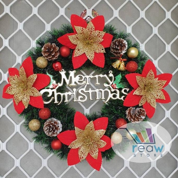 

KRANS WREATH HIASAN DEKORASI PINTU NATAL MERRY CHRISTMAS PREMIUM HJ21HJ21HJ