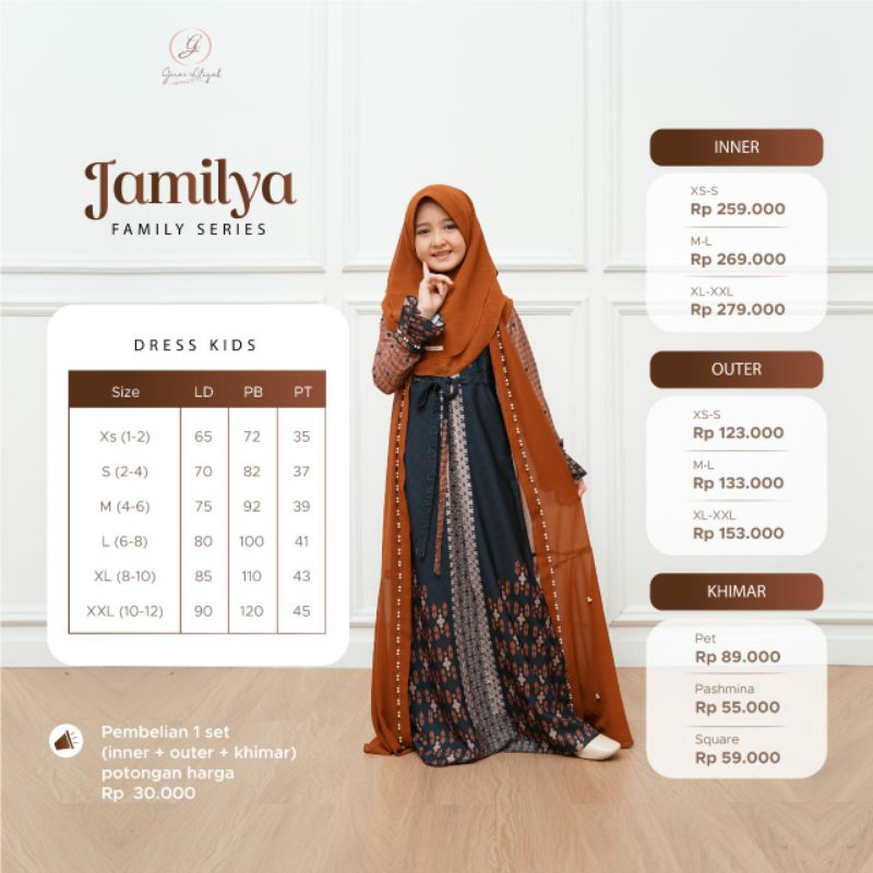 Jamilya dress Kids sarimbit printing ory by gerai aliyah