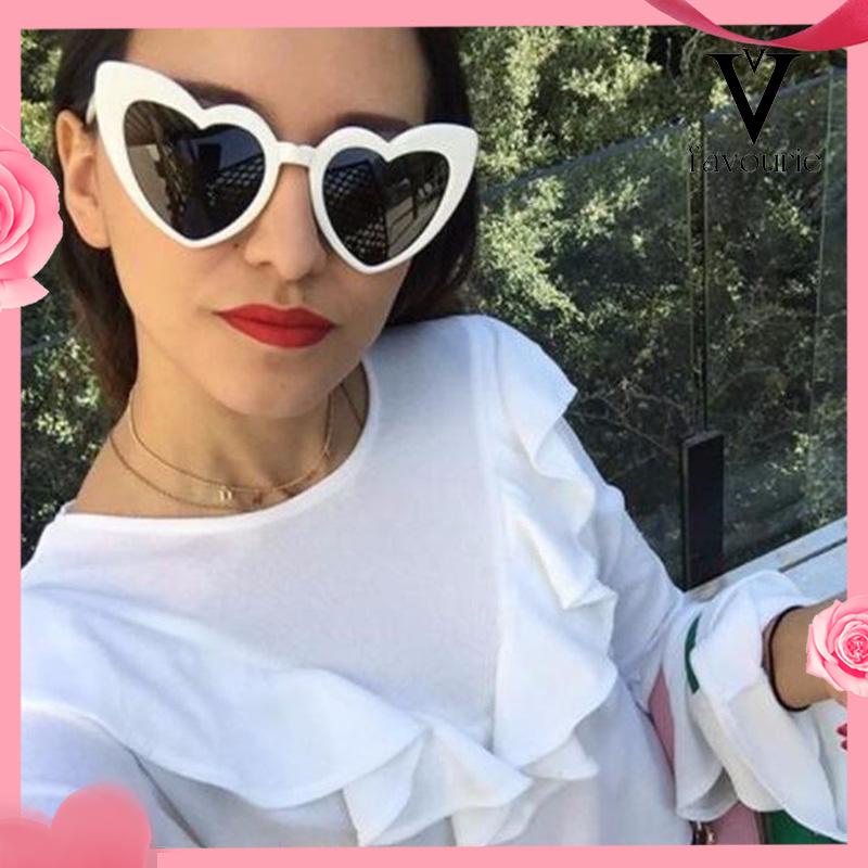 [COD]Fashion Wanita Wajah Besar Retro Cinta Kacamata Musim Panas Perjalanan Pose Kerai Sunglasses-FA