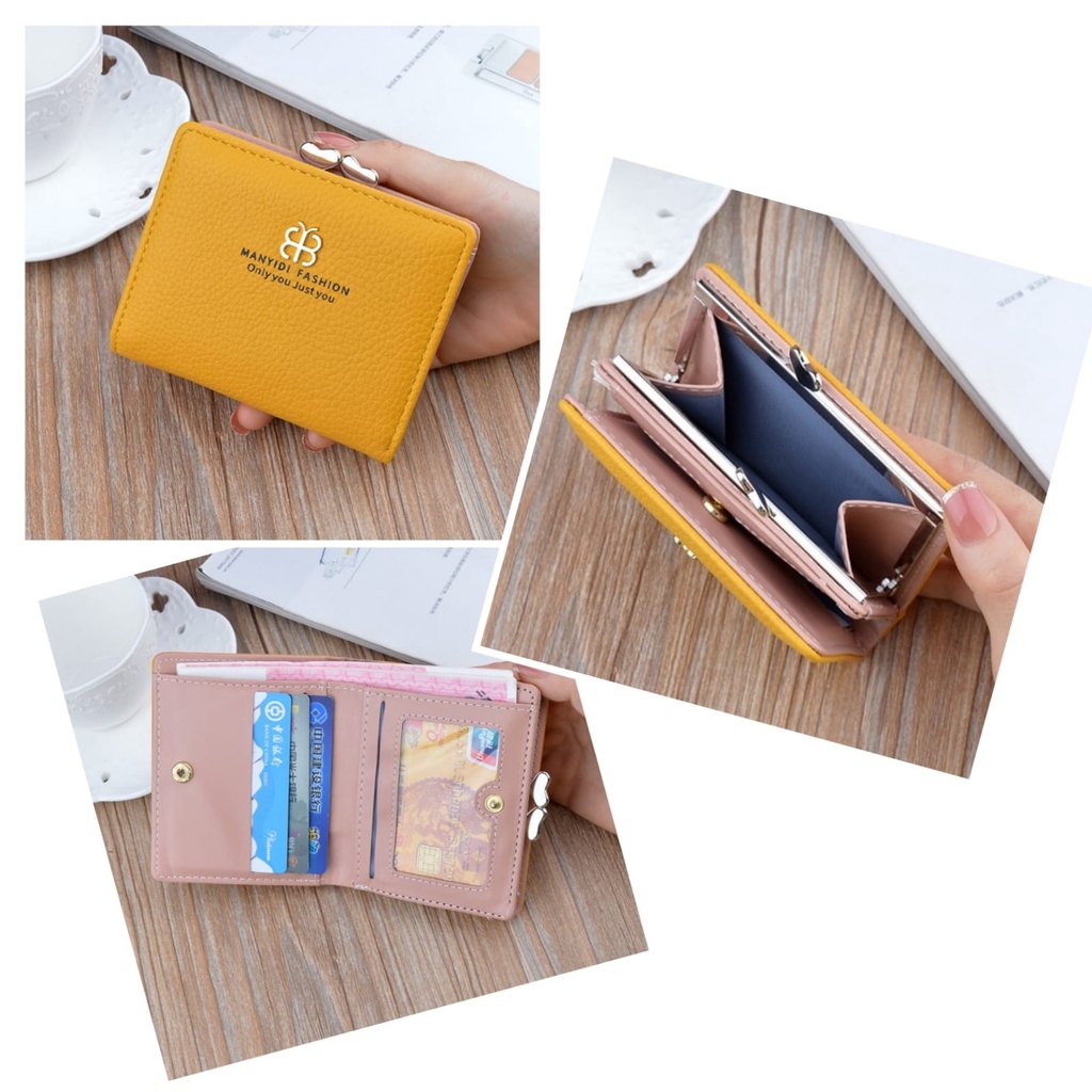 DOMPET LIPAT WANITA IMPORT KECIL KULIT KUNING MANYIDI SONARO WA588Y1 MINI SLOT KARTU UANG KOIN PENDEK REMAJA KEKINIAN FASHION KOREA SIMPLE CASUAL BRANDED BATAM ORI