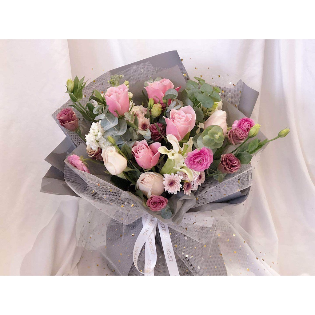 KB47 FLOWER WRAPPING MOTIF BINTANG STAR AKSEN RENDA / BUKET PEMBUNGKUS / BUNGKUSAN BUNGA [1KG=12ROLL]