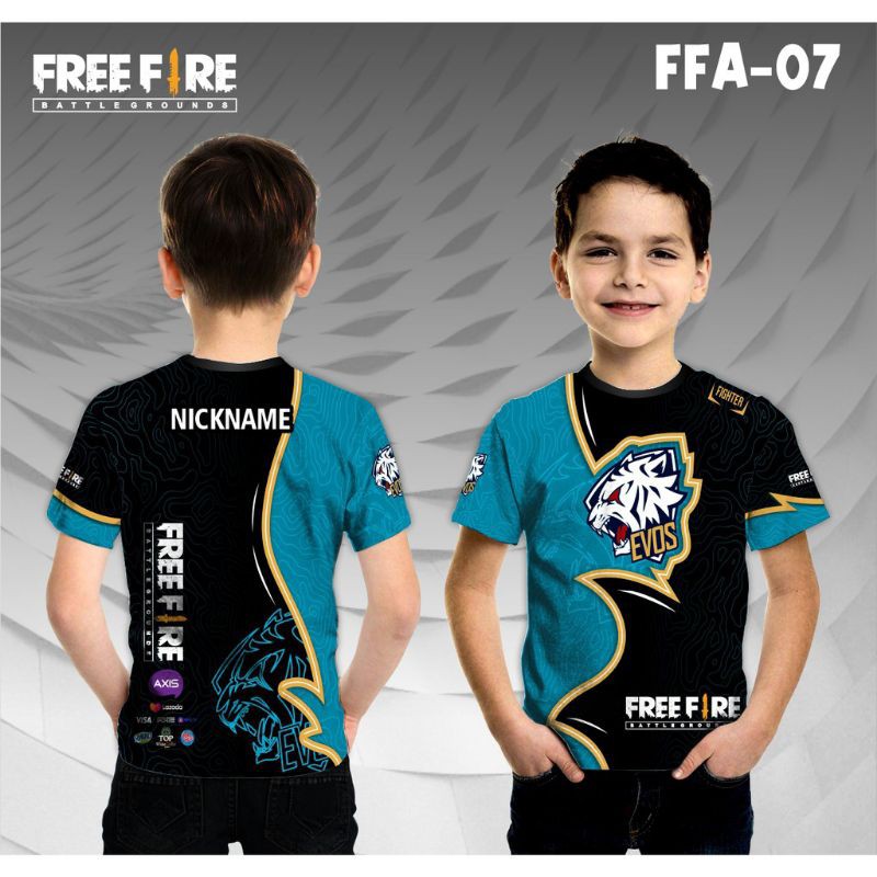 jersey freefire evos baju GAMERS anak kaos ff lengan panjang/pendek