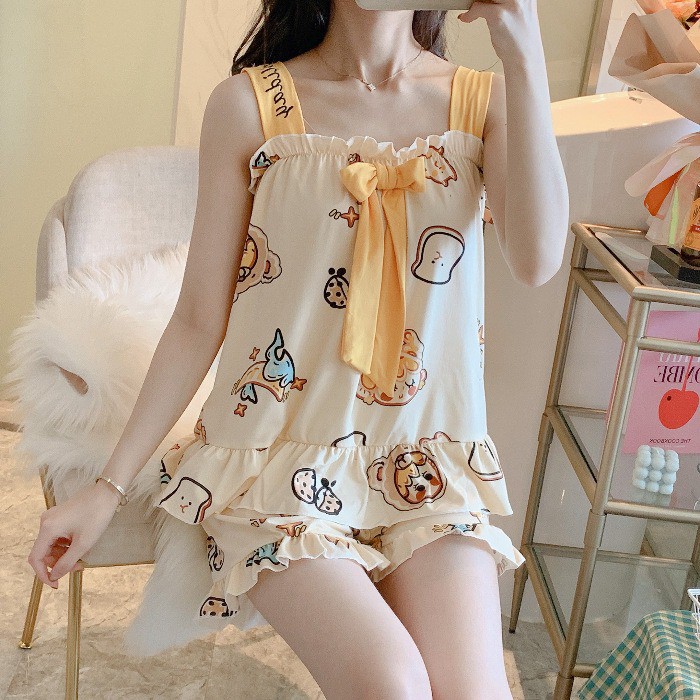 Baju piyama / set baju tidur pita import korea murah BTB030 motif lucu seksi