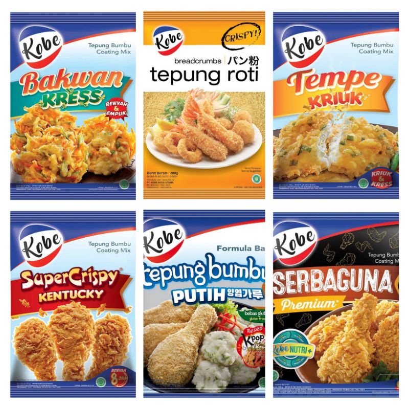 

Kobe Tepung Bumbu Serbaguna Coating Mix Bakwan Kress Bumbu Putih Roti 200 / 210 g