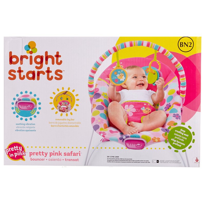 bright starts pretty pink safari bouncer