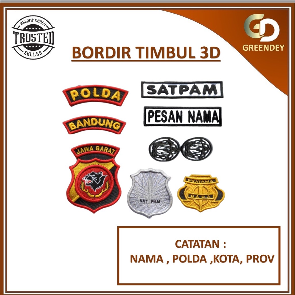 BORIDR SET TIMBUL SECURITY SATPAM BORDIR NAMA SECURITY TIMBUL ATRIBUT BORDIR TIMBUL PDH DAN PDL