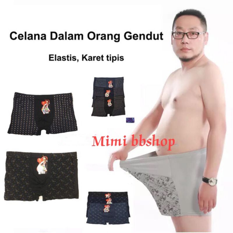 Celana dalam pria boxer karet tipis isi 3pcs / boxer orang gendut street halus  / celana dalam segi empat