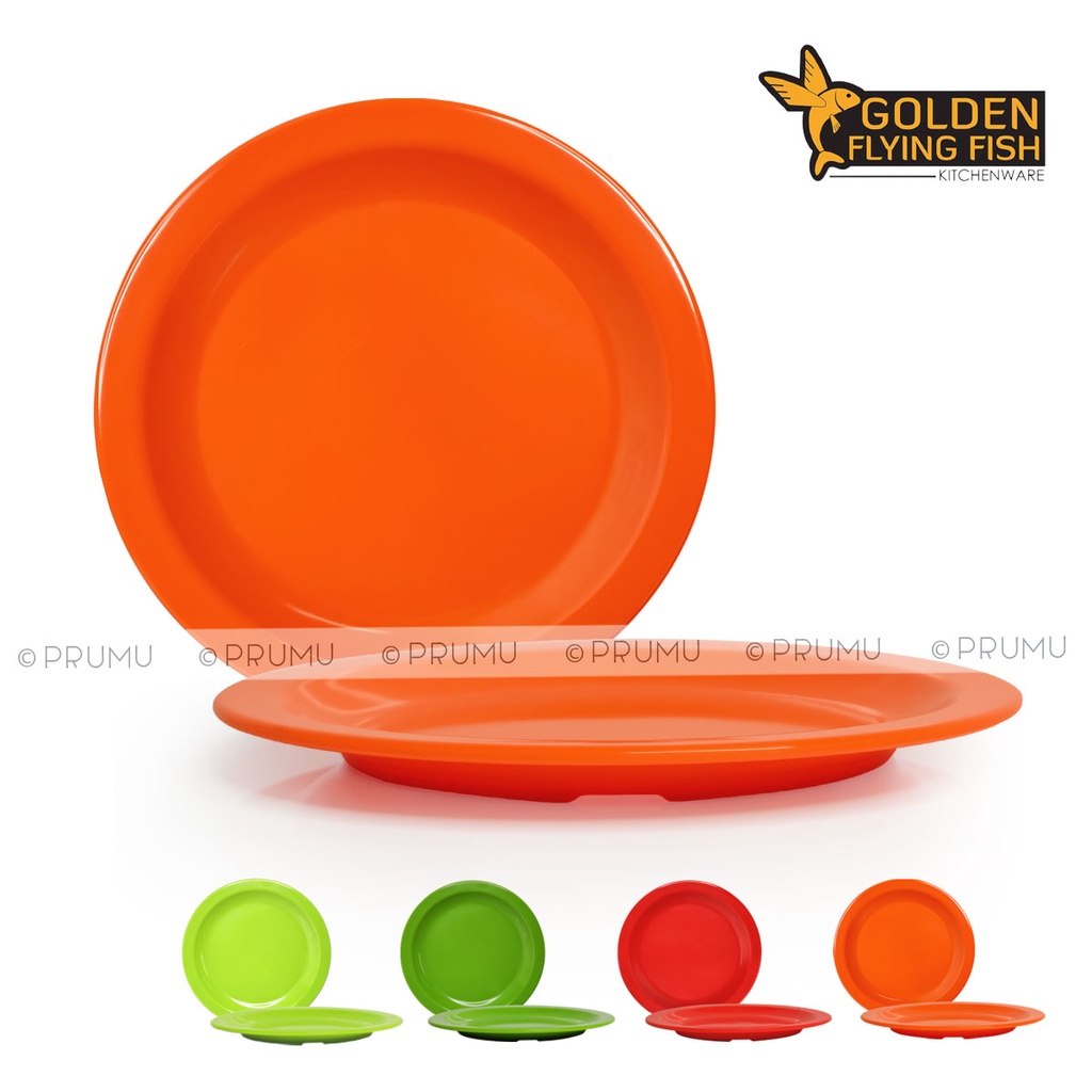 Piring Makan Melamin 10 inch - Piring Ceper - Piring Saji - Piring Datar Melamine - Golden P1002