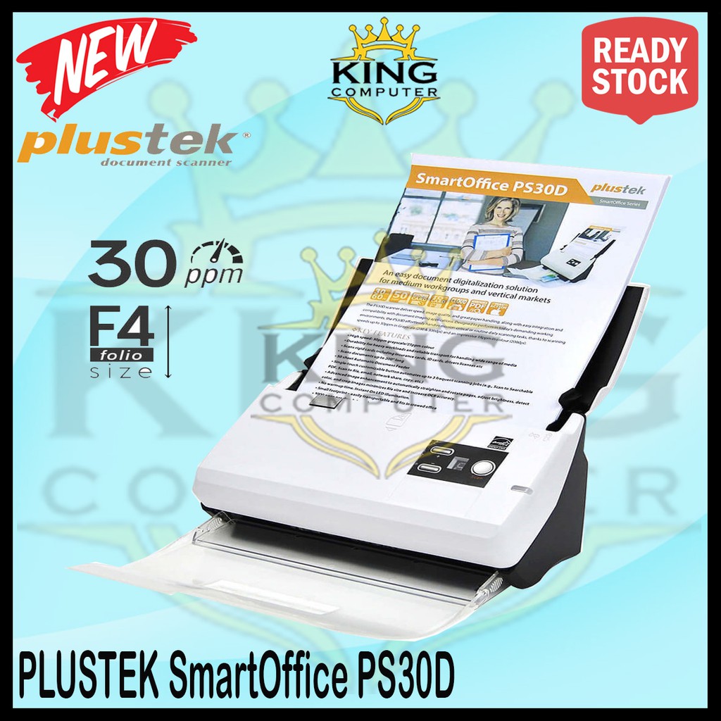 Scanner Plustek SmartOffice PS30D 30 Lembar per menit F4 atau Folio