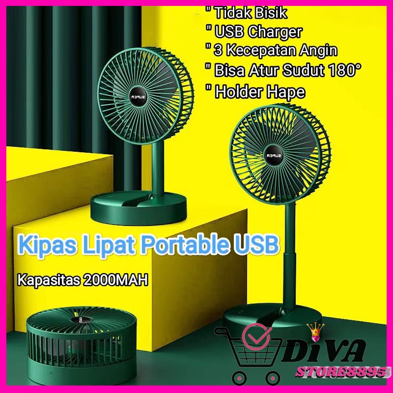 [ KYLO ] Kipas Angin Lipat Portable USB Charger/Kipas Angin Meja Putar 180°