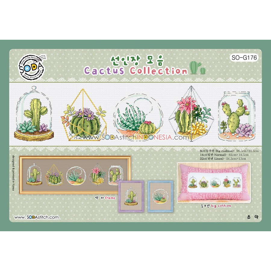 Paket DIY Craft Sulam Kristik Strimin Sodastitch SO-G176 - Cactus Collection Kaktus Nature