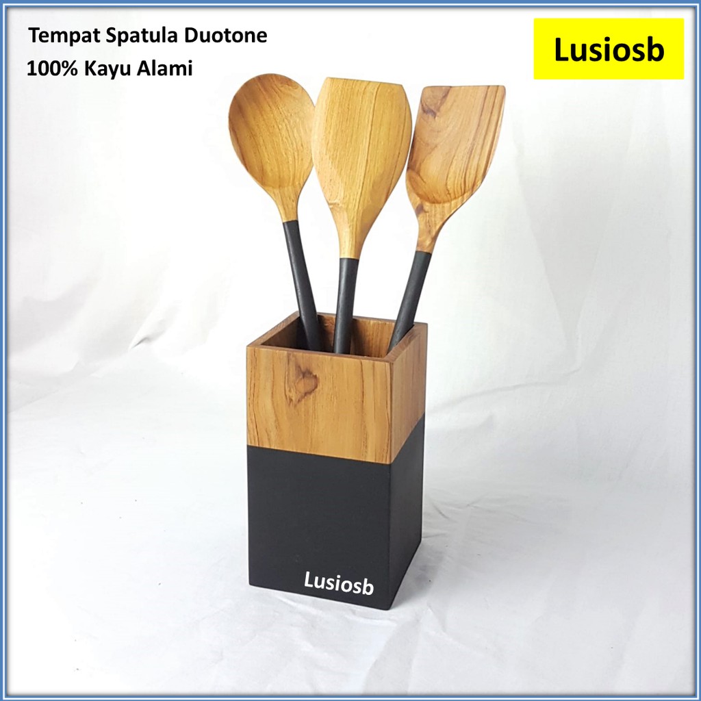 Tempat Spatula Kayu Jati / Tempat Sutil / Kotak Spatula / Kotak Sutil / Tempat Alat Masak