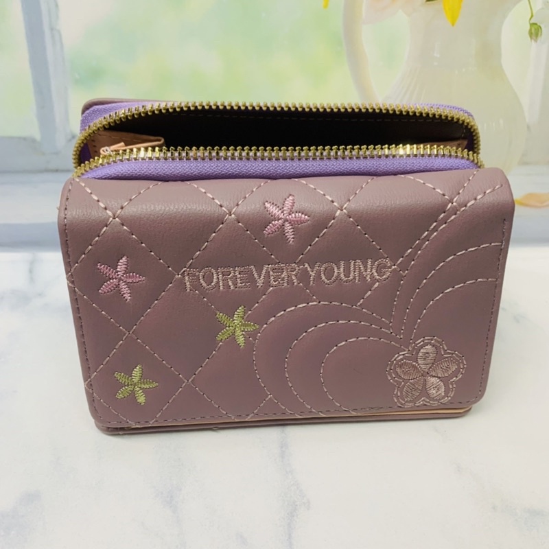 COD DOMPET WANITA BORDIR KOREAN STYLE UKURAN SEDANG MODEL LIPAT 3 DENGAN RESLETING