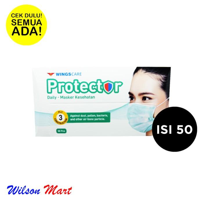 Anjeon | Wings Care Protector Daily 3 Ply Masker Medis Kesehatan Isi 50 Pcs Kekinian Terlaris