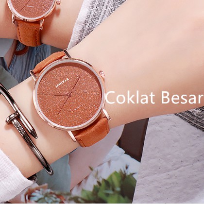 ✨HOT SALE✨ WATCHYOU Jam Tangan A0010 Wanita Casual Gaya Retro Korea untuk Pasangan-Coklat Besar