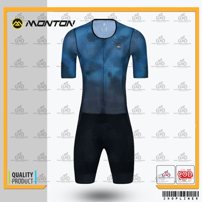 SKINSUIT SEPEDA MONTON URBAN YUME DARK BLUE CYCLING JERSEY SEPEDA ROAD - S
