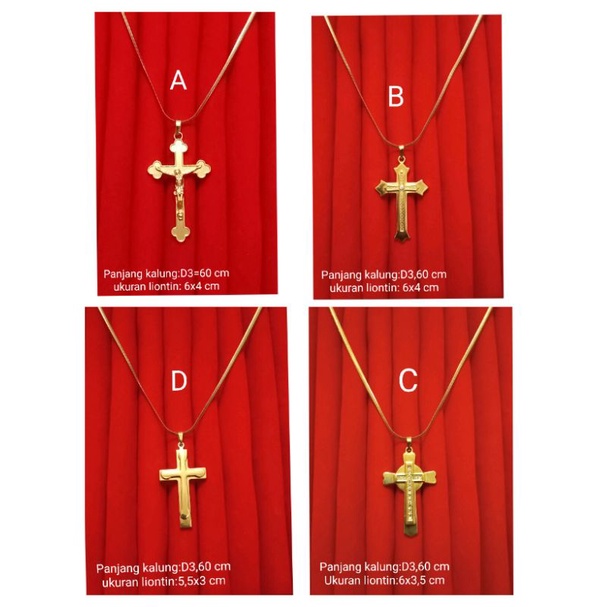 NBnLt01. Kalung titanium lapis titanium ukuran D3,60 cm model salib