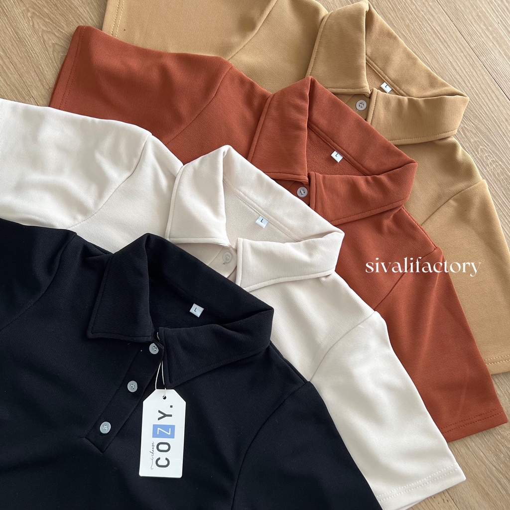 SIVALI AVA Polo Knit Top Shortsleeve Shirt Lengan Pendek Kaos Polo Atasan Wanita