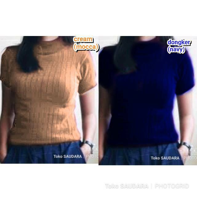 turtelneck Sweater short (rajut lengan pendek wanita)