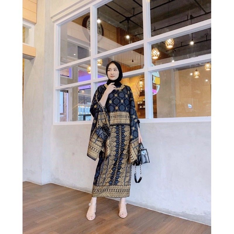 setelan songket batwing abu navy/couple soima/