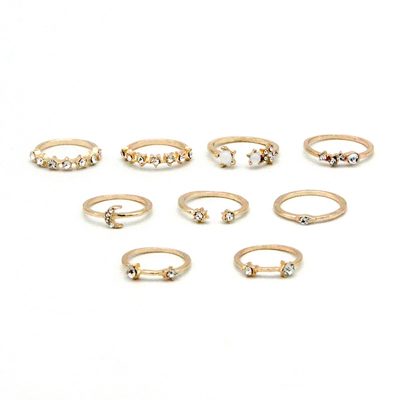 9pcs / set Cincin Buku Jari Aneka Bentuk Gaya Bohemia Untuk Wanita