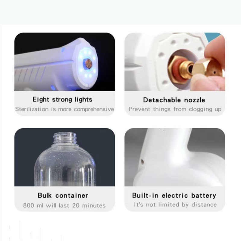 nano spray gun disinfektan wireless charging nano blue light atomizer