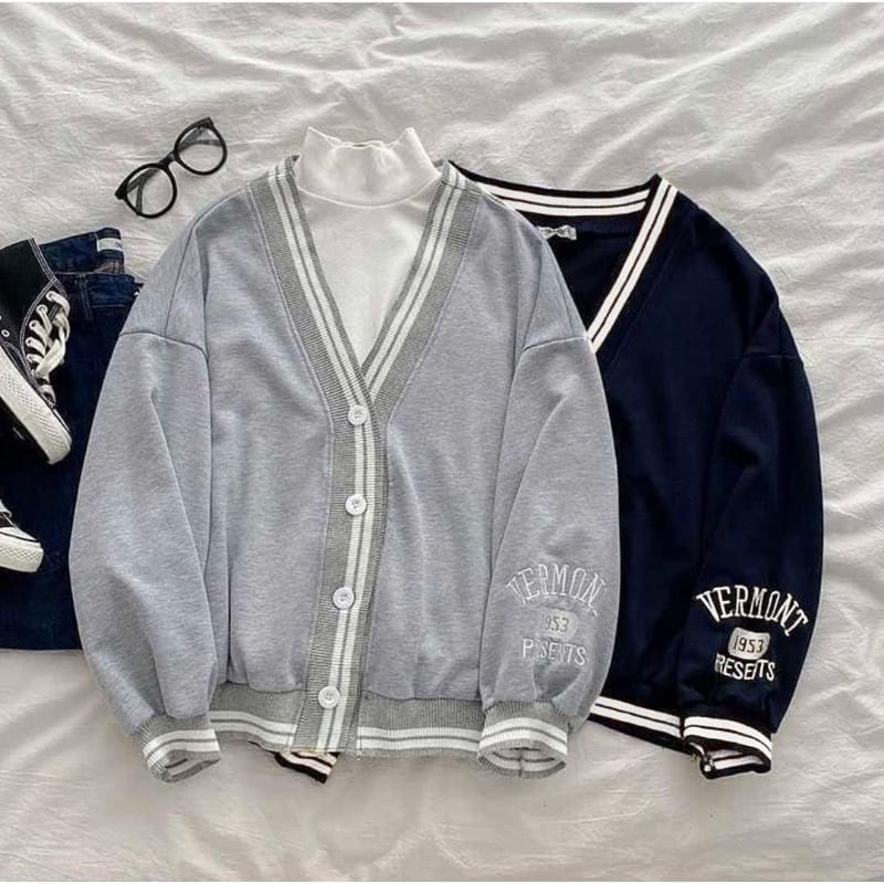 Bordier Vermont Cardigan wanita Oversize | students academia Oversized Outher luaran Kekinian | Lengan panjang Korean Style