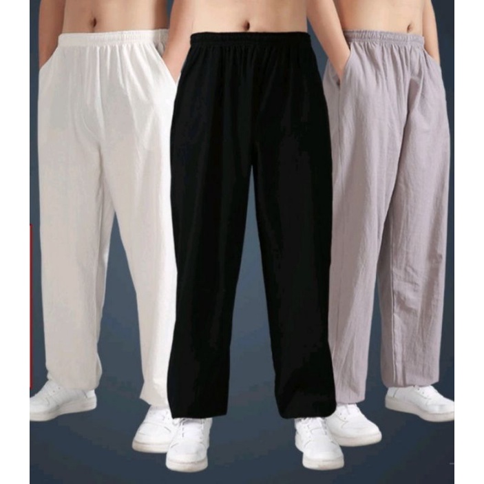 celana longgar pria Katon linen elegan