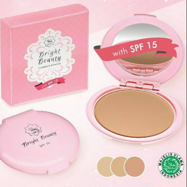 Viva Bright Beauty Compact Powder Bedak Padat Pink SPF 15