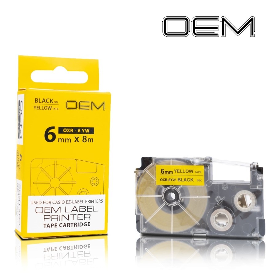 OEM TAPE EZ LABEL CASIO 6MM BLACK INK