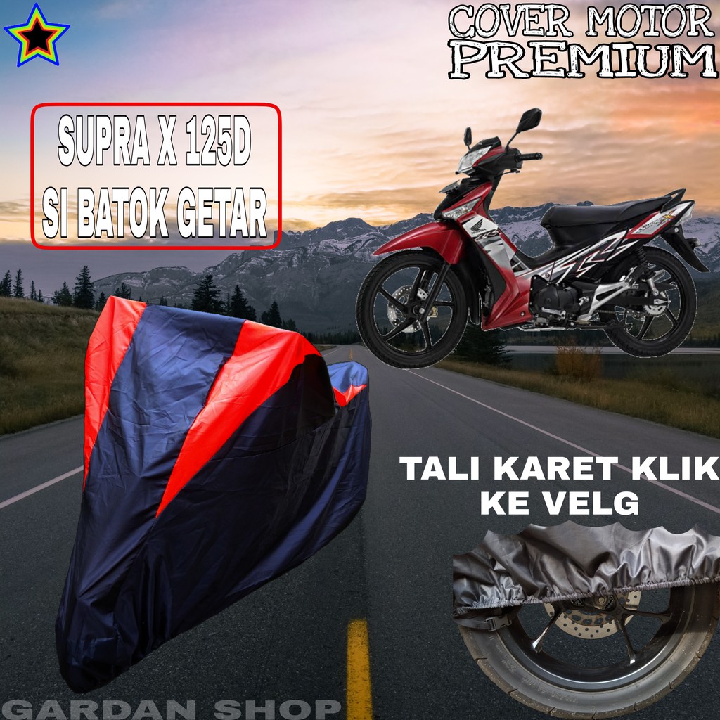 Sarung Motor SUPRA X 125D SI BATOK GETAR Hitam MERAH Body Cover Penutup Pelindung Motor Supra