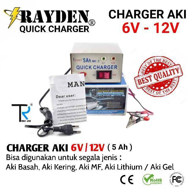 Charger Aki 6V 12V RAYDEN Quick Charger 5 Amper