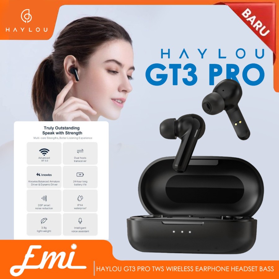 Haylou GT3 PRO TWS Wireless Earphone Headset Bass Bluetooth