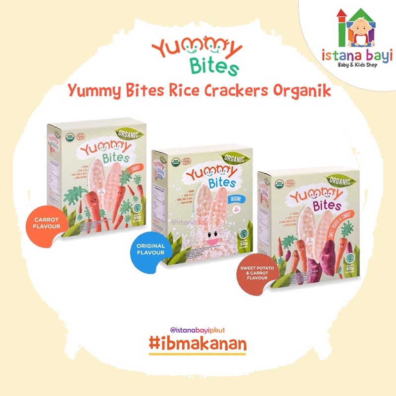 YUMMY BITES Organic Rice crackers 50 g - Makanan bayi organic