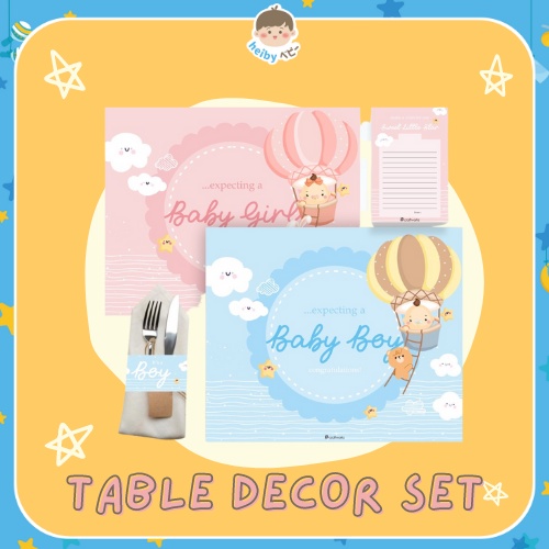 Baby Shower Table Decor Set / Dekorasi Meja Bayi / Dekorasi Pesta Bayi (6 pcs)