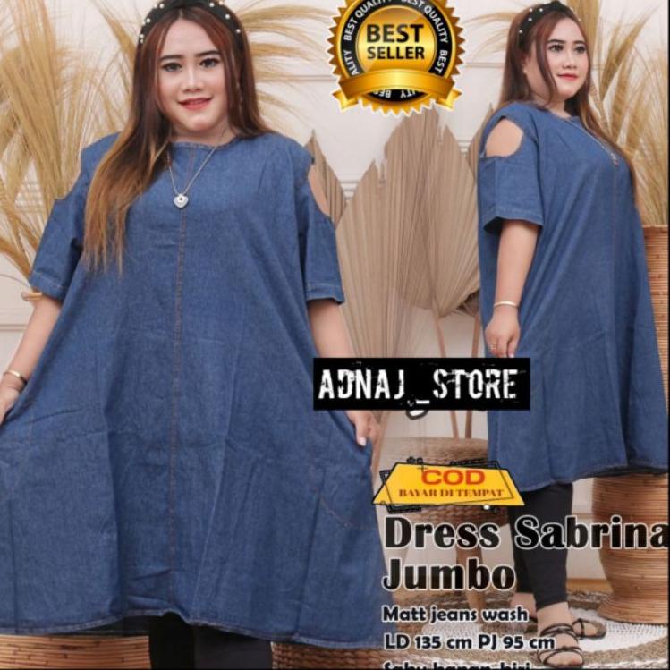 Model Baru.. dress jeans Sabrina /dress jeans jumbo/dress levis/dress jumbo big size/daster jeans/da