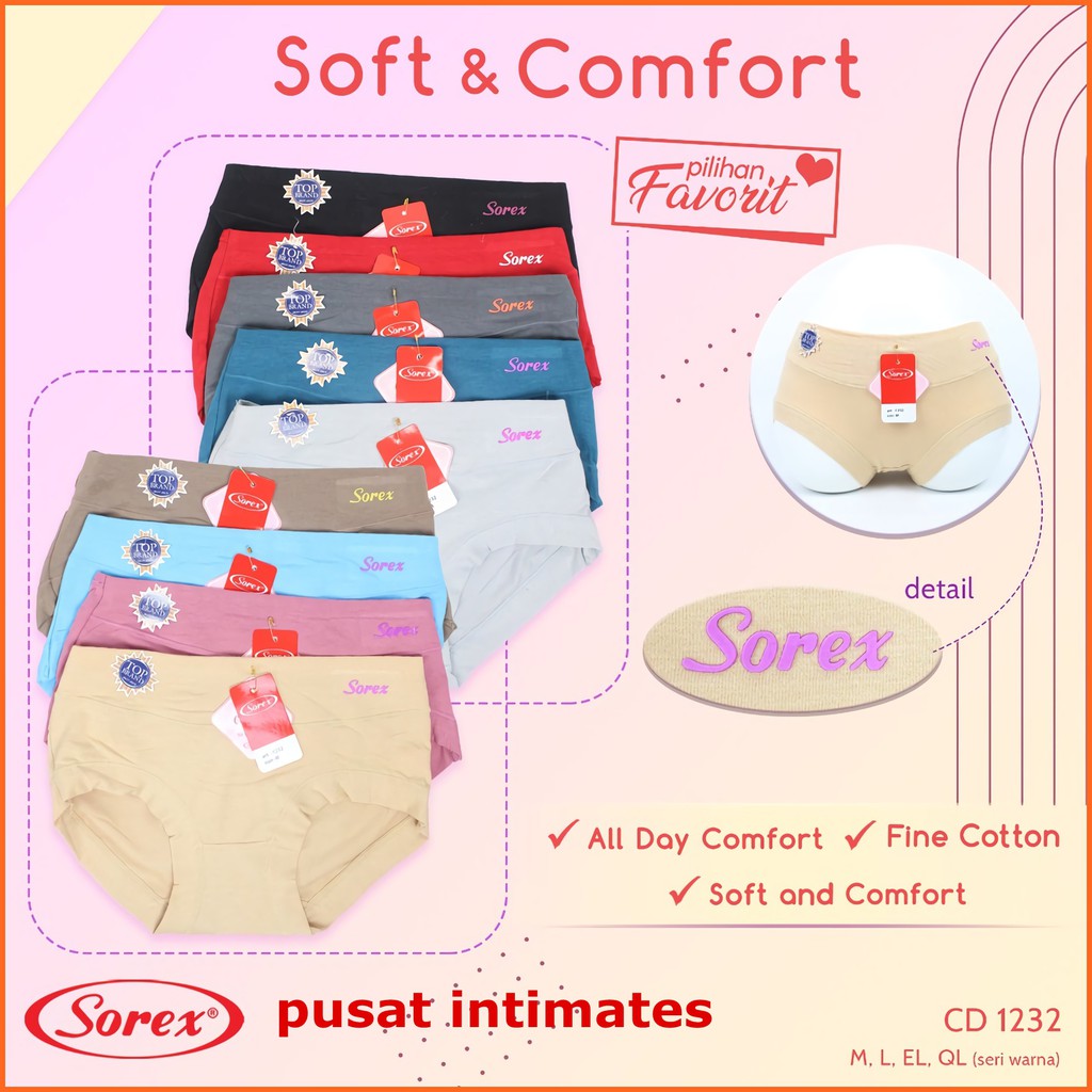 Celana Dalam Wanita/ CD Sorex 1232/CD Wanita Sorex Katun Dijamin Nyaman dan Murah/CD Katun