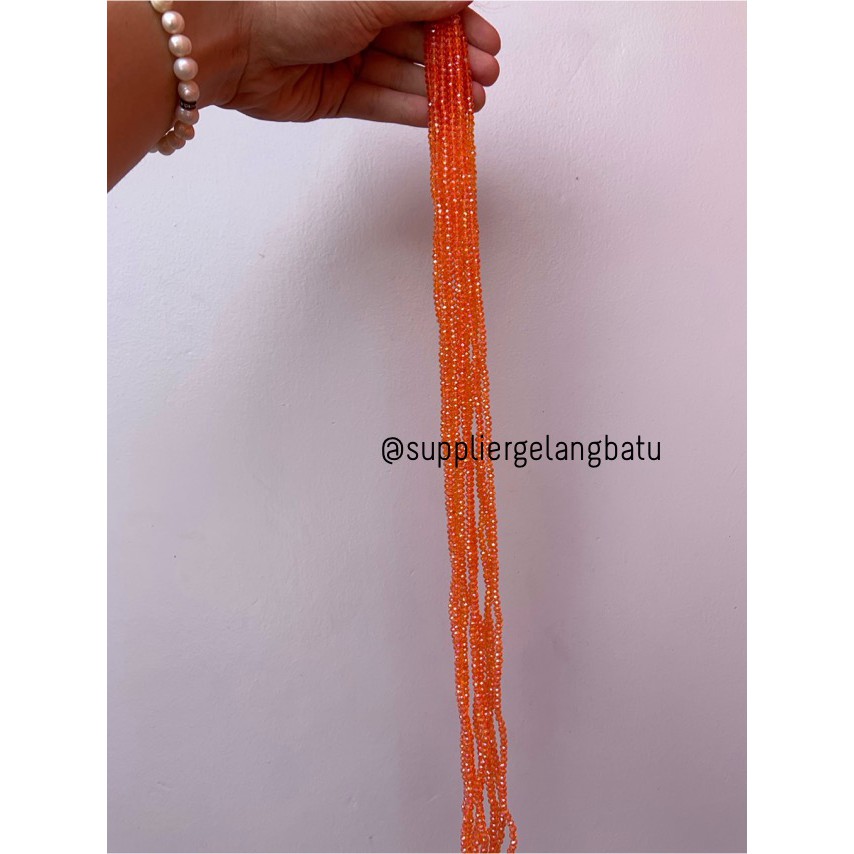 Crystal Ceko bening 4mm orange aksesoris beads manik donat rondel oren