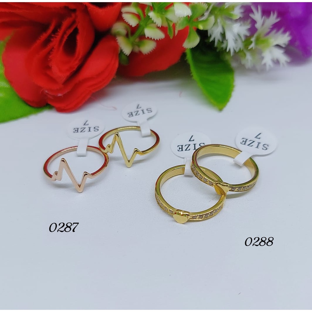 Cincin titanium permata perhiasan wanita jewelry 0287-0288